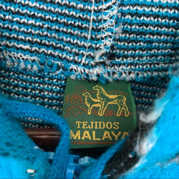 Rare Tejidos Native American Dream Catcher Blue Fluffy Wool Jacket Size M/L - Picture 10 of 14